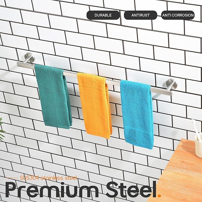32 Inch Bathroom Towel Bar Bath Towel Rack Kitchen Towel Holder Long Towel Rails Wall Mounted SUS304 Stainless Steel Brushed Nickel AN4001BR-L32 - ModernBath