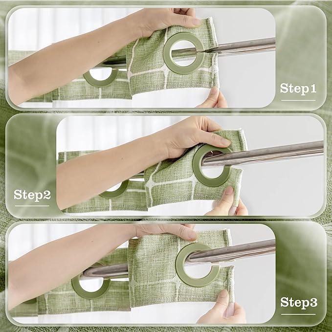 River Dream Sage Green Farmhouse Shower Curtain with Snap-in Liner, No Hooks Needed,with Magnets,with Tassels,Water Repellent&Machine Washable,71x86Inch - ModernBath