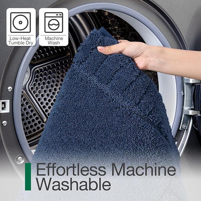 LUMI Bathroom Rugs Non Slip with Rubber Backing, Extra Soft Plush Microfiber Bath Rug Absorbent, Machine Washable Bath Mat Quick Dry for Tub, Shower, Hotel, Blue, 24"x43" - ModernBath