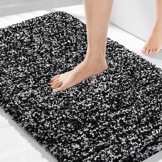 Yimobra Black and White Bathroom Rugs Non Slip Washable 36x24, Ultra Soft and Water Absorbent Bath Mats, Plush Fluffy Shower Mat Outside, Luxury Microfiber Thick Matts for Bathroom Floor/Tub - ModernBath