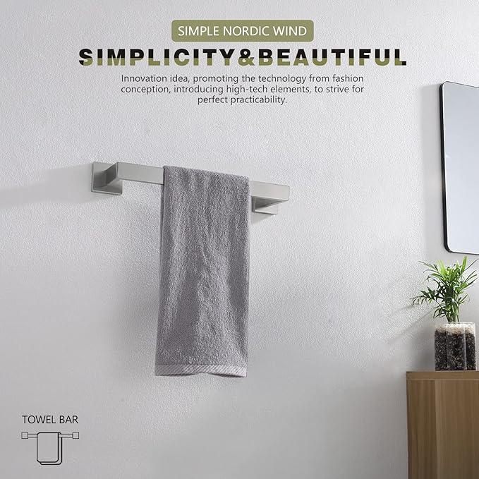 KOKOSIRI 12-Inch Single Towel Bar, Bathroom Kitchen Towel Holder, Wall Mounted SUS304 Stainless Steel Towel Rack, Brushed Nickel, B4003BR-L12 - ModernBath