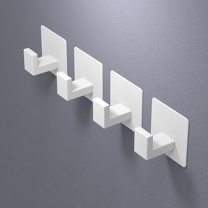 VAEHOLD Wall Towel Hooks, Heavy Duty Sticky Holder Waterproof Towel Hooks for Hanging Coat, Clothes, Closet Hook Wall Mount for Kitchen (White, 2 Pack) - ModernBath