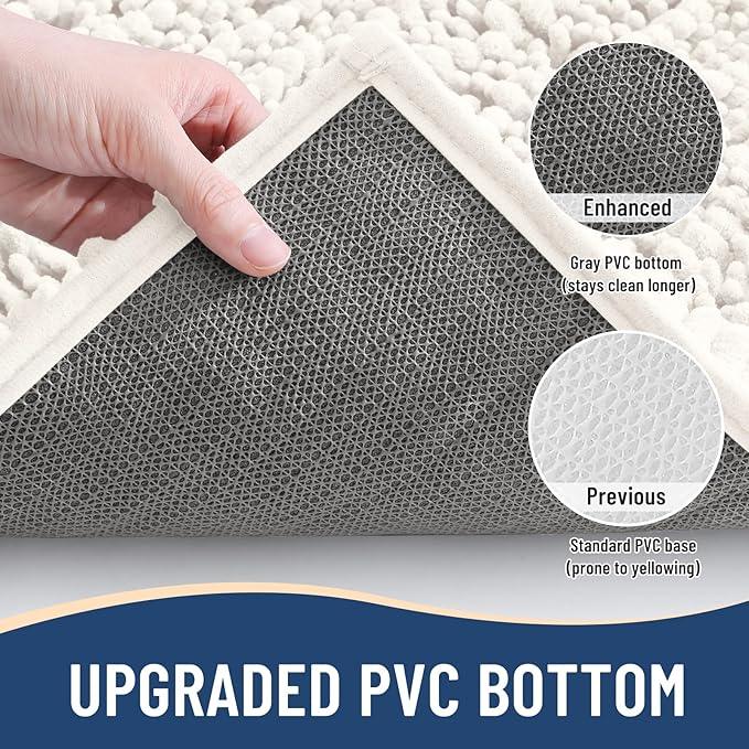 Arotive Luxury Chenille Bathroom Rug Mat, Extra Soft Thick Absorbent Shaggy Bath Rugs, Non-Slip Machine Wash Dry, Plush Bath Mats for Bathroom, Shower and Tub, 59x35, Ivory - ModernBath