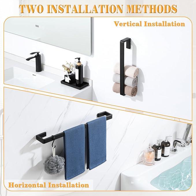 Alise 24'' Towel Bar for Bathroom,Black Towel Holder Towel Rack for Bathroom Wall Mount,SUS304 Stainless Steel Towel Rail Towel Hanger for Walls - ModernBath