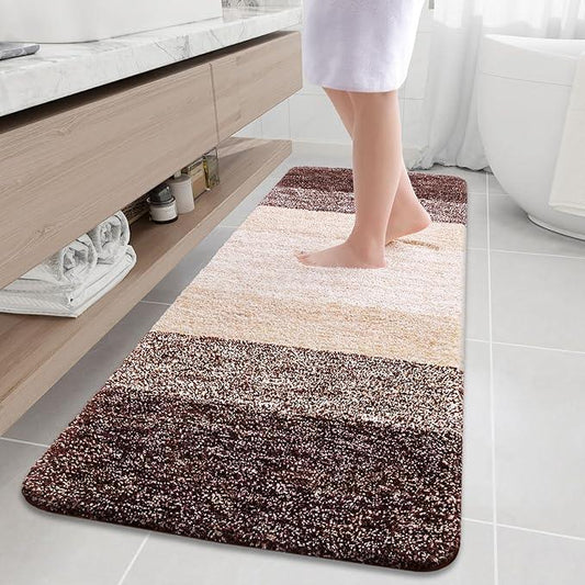 Arotive Microfiber Bathroom Rugs, Shaggy Soft and Absorbent Bath Rug, Non-Slip, Thick Plush Machine Washable Dry Bath Mats for Bathroom, Tub and Shower, 70x24, Brown, Rectangular - ModernBath