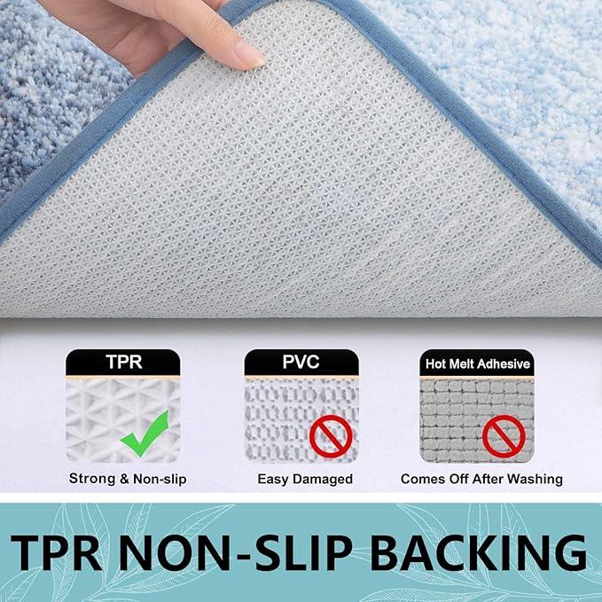 Arotive Microfiber Bathroom Rugs, Shaggy Soft and Absorbent Bath Rug, Non-Slip, Thick Plush Machine Washable Dry Bath Mats for Bathroom, Tub and Shower, 36x24, Light Blue, Rectangular - ModernBath