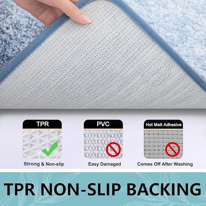 Arotive Microfiber Bathroom Rugs, Shaggy Soft and Absorbent Bath Rug, Non-Slip, Thick Plush Machine Washable Dry Bath Mats for Bathroom, Tub and Shower, 47x24, Light Blue, Rectangular - ModernBath