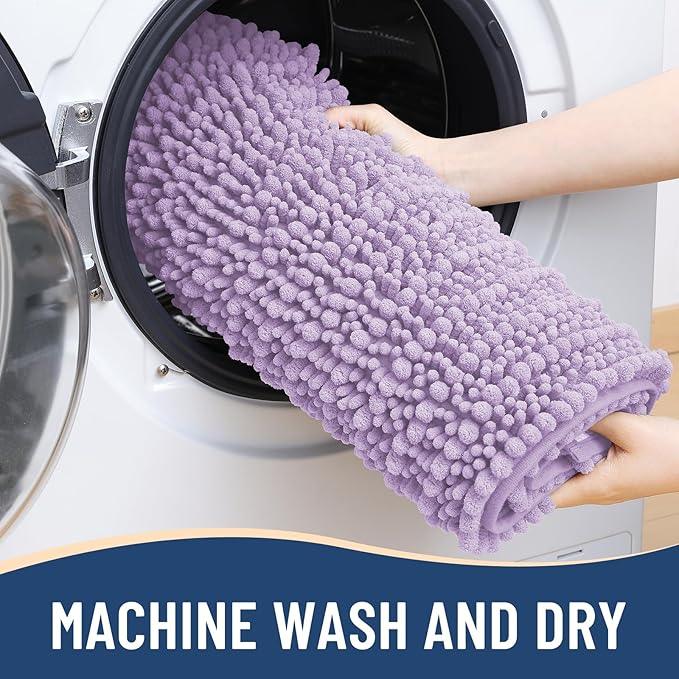 Arotive Luxury Chenille Bathroom Rug Mat, Extra Soft Thick Absorbent Shaggy Bath Rugs, Non-Slip Machine Wash Dry, Plush Bath Mats for Bathroom, Shower and Tub, 40x24, Light Purple - ModernBath