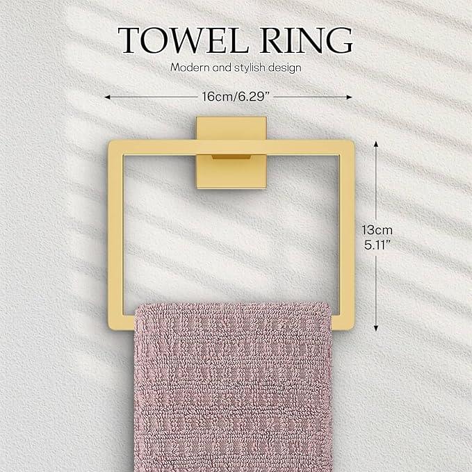 Brushed Gold Bathroom Hardware Set,5-Piece Gold Towel Bar Set Stainless Steel Towel Holder Set 16 Inch Towel Bar Towel Rack Set for Bathroom,Wall Mounted - ModernBath