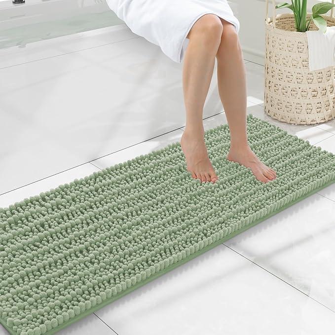 Smiry Bathroom Rugs Mat 47x17, Extra Soft Absorbent Chenille Bath Rugs, Non Slip Rubber Backing Machine Washable Quick Dry Bath Mats for Bathroom Floor, Tub, Shower, Home Decor Accessories, Sage Green - ModernBath