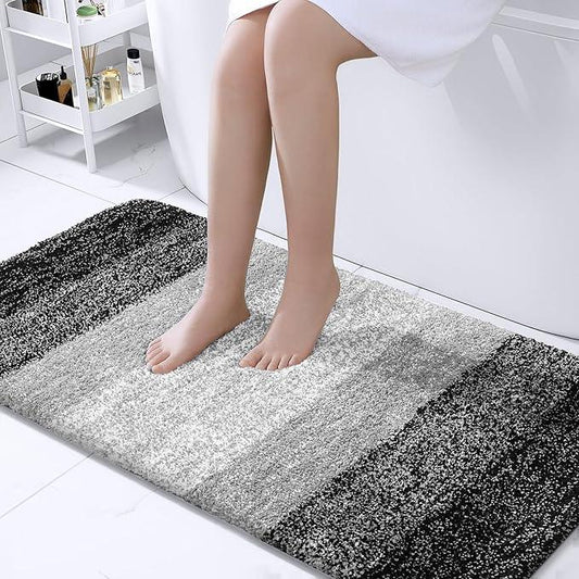 OLANLY Bathroom Rug Mat 44x24, Extra Soft and Absorbent Microfiber Bath Rugs, Non-Slip Plush Shaggy Bath Carpet Runner, Machine Wash Dry, Bath Mats for Bathroom Floor, Tub and Shower, Black - ModernBath