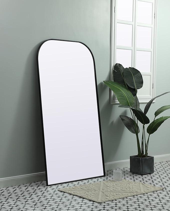 Illuminate, Metal Frame Arch Full Length Mirror 35X66 Inch in, Modern, Black - ModernBath