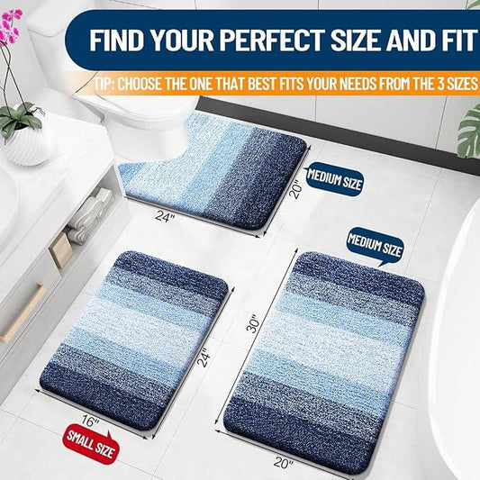 OLANLY Bathroom Rugs Mat 30x20, Extra Soft Absorbent Microfiber Bath Rugs, Rubber Backing, Quick Dry, Machine Washable Bath Mats for Bathroom Floor, Tub and Shower, Home Decor Accessories, Navy - ModernBath