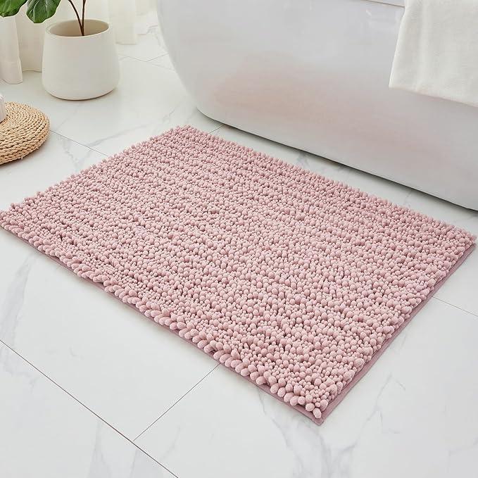 ILANGO Bathroom Rugs Pink 36x24,Extra Soft Absorbent Chenille Bath Rugs,Thick Non-Slip Shaggy Bath Mat,Machine Washable Quick Dry Shaggy Bath Mats for Bathroom Floor, Tub, Shower Accessories - ModernBath
