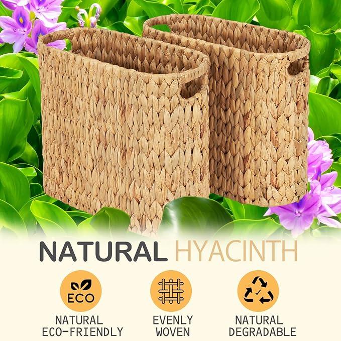 ELONG HOME Toilet Paper Storage for 9 Rolls, Water Hyacinth Wicker Toilet Paper Storage Holder, Toilet Paper Basket with Built-in Handles - ModernBath