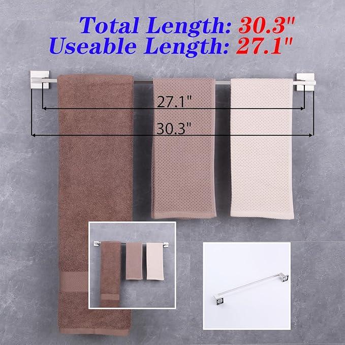 GERZWY 30 Inch Towel Bar Bathroom Wall Mounted Towel Rail, Stainless Steel Hand Towel Holder Brushed Finish JG1901A75-LS - ModernBath