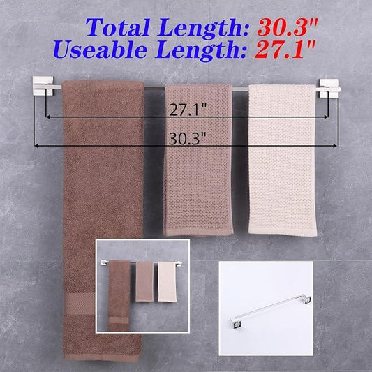 GERZWY 30 Inch Towel Bar Bathroom Wall Mounted Towel Rail, Stainless Steel Hand Towel Holder Brushed Finish JG1901A75-LS - ModernBath