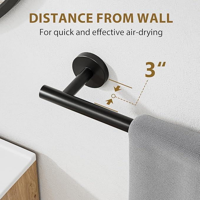 18 Inch Matte Black Towel Bar, Thicken Towel Rack for Bathroom Wall, SUS304 Stainless Steel Towel Rod, Modern Home Decor (Total Length 20-Inch) - ModernBath