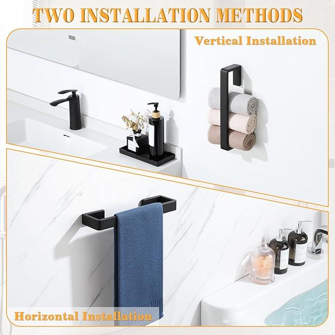 Alise 12'' Towel Bar for Bathroom,Black Towel Holder Towel Rack for Bathroom Wall Mount,SUS304 Stainless Steel Towel Rail Towel Hanger for Walls - ModernBath