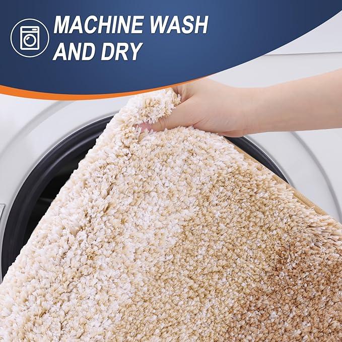 OLANLY Bathroom Rugs Mat 24x16, Extra Soft Absorbent Microfiber Bath Rugs, Rubber Backing, Quick Dry, Machine Washable Bath Mats for Bathroom Floor, Tub and Shower, Home Decor Accessories, Beige - ModernBath