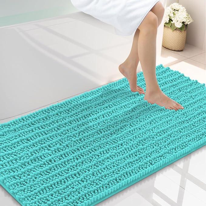 Smiry Bathroom Rugs Mat 44x24, Extra Soft Absorbent Chenille Bath Rugs, Non Slip Rubber Backing Machine Washable Quick Dry Bath Mats for Bathroom Floor, Tub, Shower, Home Decor Accessories, Turquoise - ModernBath