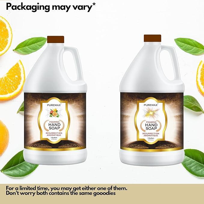 Puremax Foaming Hand Soap Refills with Essential Oils | Resurrection Aromatique | Citrus Smell | Gentle, Moisturizing | Biodegradable Formula | Made in USA | 128 Fl Oz (1 Gallon) | - ModernBath