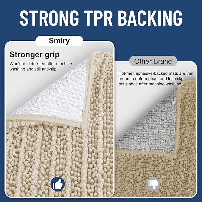 Smiry Bathroom Rugs Mat 36x24, Extra Soft Absorbent Chenille Bath Rugs, Non Slip Rubber Backing Machine Washable Quick Dry Bath Mats for Bathroom Floor, Tub, Shower, Home Decor Accessories, Sand - ModernBath