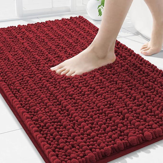 Arotive Luxury Chenille Bathroom Rug Mat, Extra Soft Thick Absorbent Shaggy Bath Rugs, Non-Slip Machine Wash Dry, Plush Bath Mats for Bathroom, Shower and Tub, 34x21, Red - ModernBath