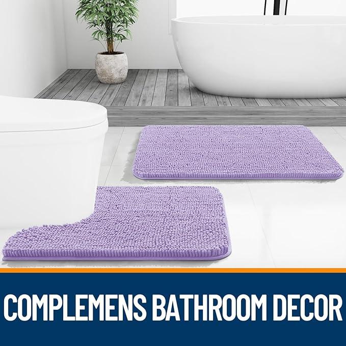 OLANLY Bathroom Rugs 59x20, Extra Soft Absorbent Chenille Bath Rugs, Rubber Backing Quick Dry, Machine Washable Bath Mats for Bathroom Floor, Tub and Shower, Home Decor Accessories, Lavender - ModernBath