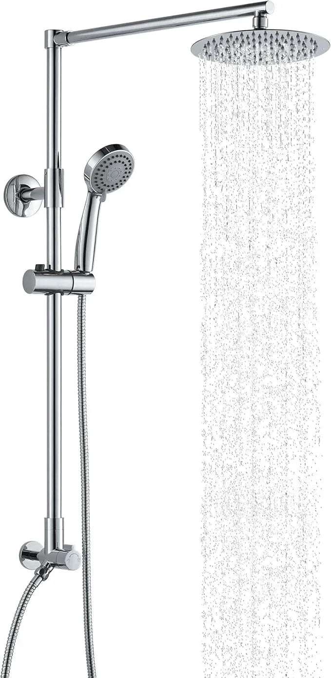 Fennocasa Polaris 3 Retrofit Rain Shower System, 3-Setting Handheld Shower Combo with Slide Bar, 8" Low Profile Shower Head (2.5 GPM Chrome) - ModernBath