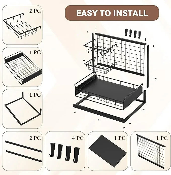 Under Sink Organizer Shelves, Pull Out Cabinet Organizers, Metal Hook Shelf Sliding Drawers for Kitchen Bathroom Closet Organization and Storage - ModernBath