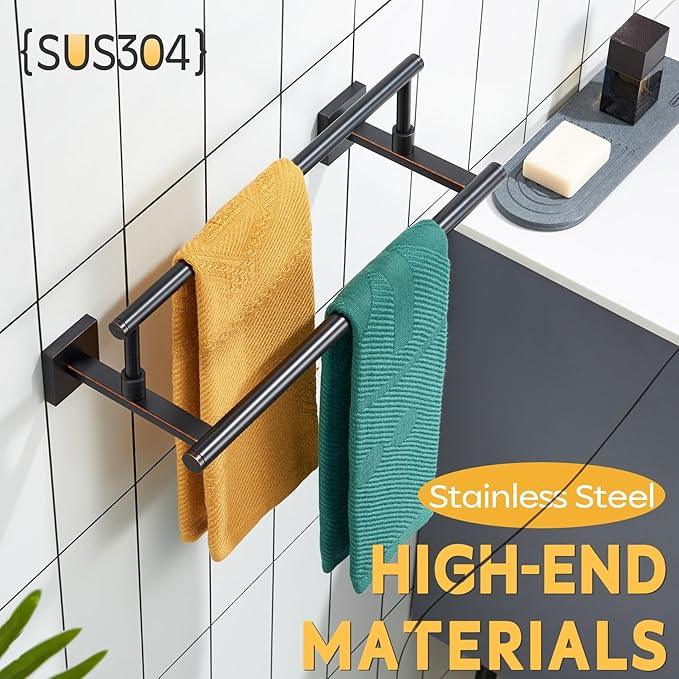 KOKOSIRI Hand Towel Bar 16-Inch Towel Holder Bathroom Rack for Bath Cabinet Towel Rails Oil Rubbed Bronze Stainless Steel B5009ORB-L16 - ModernBath