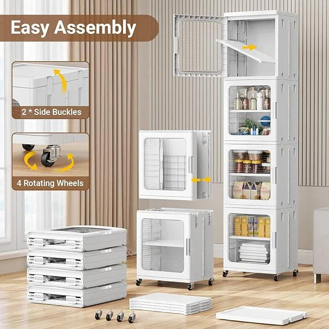 BROVIEW 3-Tier Tall Narrow Storage Cabinet 14.6” Wide, Slim Bathroom Cabinets with Adjustable Shelves and Doors, Plastic Kitchen Pantry Organizers and Storages for Small Space, Laundry, White - ModernBath
