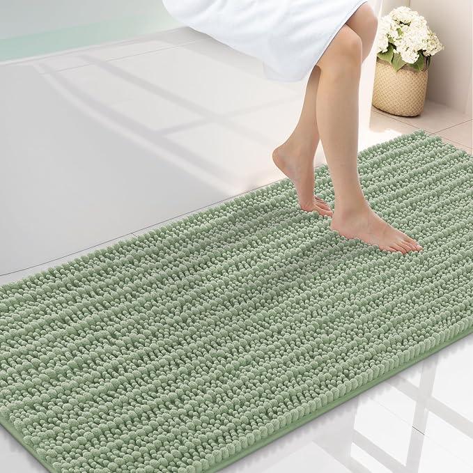 Smiry Bathroom Rugs Mat 59x24, Extra Soft Absorbent Chenille Bath Rugs, Non Slip Rubber Backing Machine Washable Quick Dry Bath Mats for Bathroom Floor, Tub, Shower, Home Decor Accessories, Sage Green - ModernBath