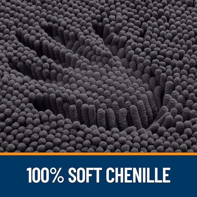 OLANLY Bathroom Rugs 40x32, Extra Soft Absorbent Chenille Bath Rugs, Rubber Backing Quick Dry, Machine Washable Bath Mats for Bathroom Floor, Tub and Shower, Home Decor Accessories, Dark Grey - ModernBath
