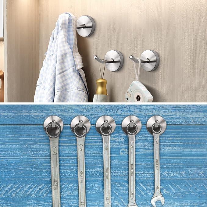 NearMoon Coat Hooks, Wall Mount Hooks for Hanging Hat Hurse Robe, 304 Stainless Steel Heavy Duty Towel Hangers for Bathroom Livingroom Hotel Kitchen Garage, 6 Pack (2 Inch, Brushed Nickel) - ModernBath