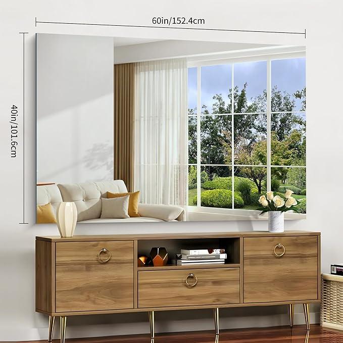 CILIBER Frameless Mirror, 60x40 Bathroom Mirrors for Wall, Upgraded Shatterproof Rectangle Vanity Mirror Over Sink with Polished Edge for Bathroom,Bedroom,Living Room and Entryway - ModernBath