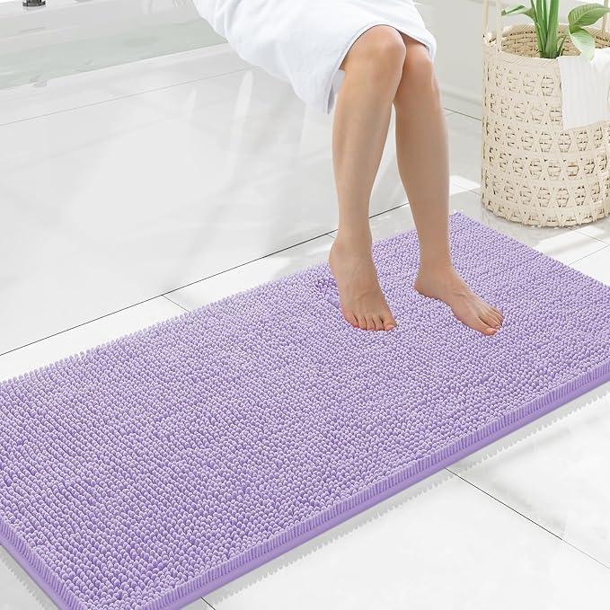 Smiry Luxury Chenille Bathroom Rugs 47x20, Extra Soft and Absorbent Shaggy Bath Mat, Machine Washable, Non-Slip Plush Carpet Runner for Tub, Shower, and Floor, Home Decor Accessories, Purple - ModernBath