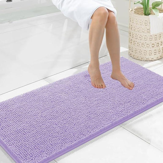Smiry Luxury Chenille Bathroom Rugs 47x20, Extra Soft and Absorbent Shaggy Bath Mat, Machine Washable, Non-Slip Plush Carpet Runner for Tub, Shower, and Floor, Home Decor Accessories, Purple - ModernBath
