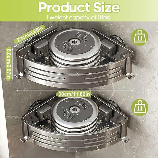 Corner Shower Caddy Suction Cup,Shower Shelves with Hooks,No Drilling Powerful Suction Bathroom Organizers and Storage,Removable Waterproof Rustproof Shower Bathroom Accessories Decor(Grey 2Pack) - ModernBath