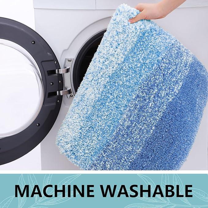 Arotive Microfiber Bathroom Rugs, Shaggy Soft and Absorbent Bath Rug, Non-Slip, Thick Plush Machine Washable Dry Bath Mats for Bathroom, Tub and Shower, 59x24, Light Royal Blue, Rectangular - ModernBath