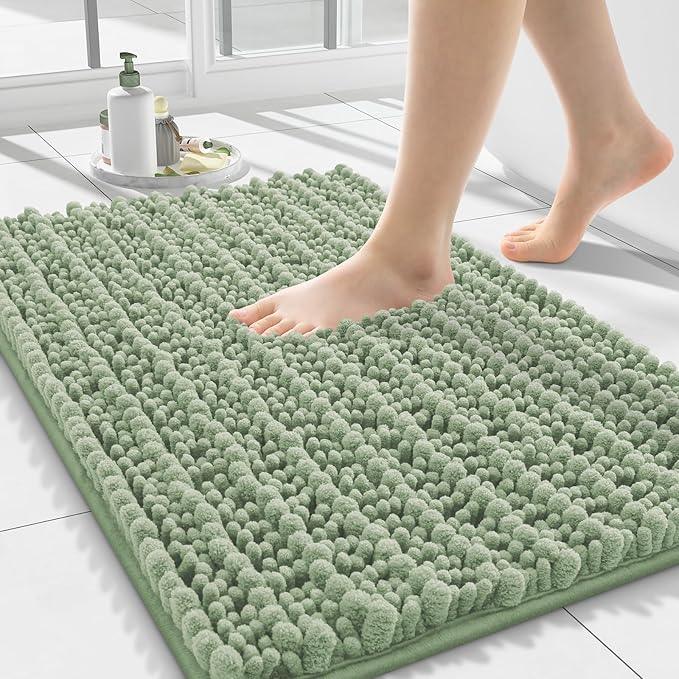 Smiry Bathroom Rugs Mat 24x16, Extra Soft Absorbent Chenille Bath Rugs, Non Slip Rubber Backing Machine Washable Quick Dry Bath Mats for Bathroom Floor, Tub, Shower, Home Decor Accessories, Sage Green - ModernBath