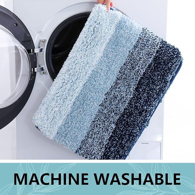 Arotive Microfiber Bathroom Rugs, Shaggy Soft and Absorbent Bath Rug, Non-Slip, Thick Plush Machine Washable Dry Bath Mats for Bathroom, Tub and Shower, 59x17, Dark Blue, Rectangular - ModernBath
