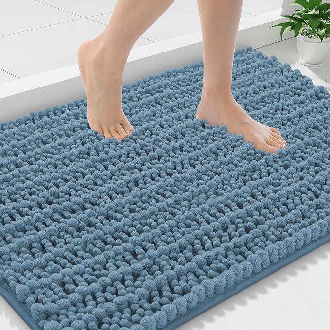 Smiry Bathroom Rugs Mat 36x24, Extra Soft Absorbent Chenille Bath Rugs, Non Slip Rubber Backing Machine Washable Quick Dry Bath Mats for Bathroom Floor, Tub, Shower, Home Accessories, Grayish Blue - ModernBath