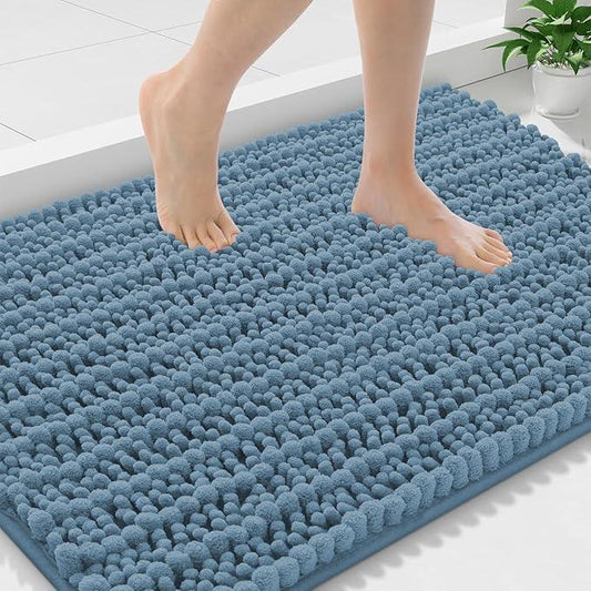 Smiry Bathroom Rugs Mat 36x24, Extra Soft Absorbent Chenille Bath Rugs, Non Slip Rubber Backing Machine Washable Quick Dry Bath Mats for Bathroom Floor, Tub, Shower, Home Accessories, Grayish Blue - ModernBath