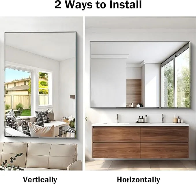 CILIBER 60x40 Large Beveled Mirror, Frameless Beveled Bathroom Mirrors for Over Sink, Upgraded Shatterproof Beveled Frameless Vanity Mirror for Bathroom,Bedroom,Living Room and Entryway - ModernBath