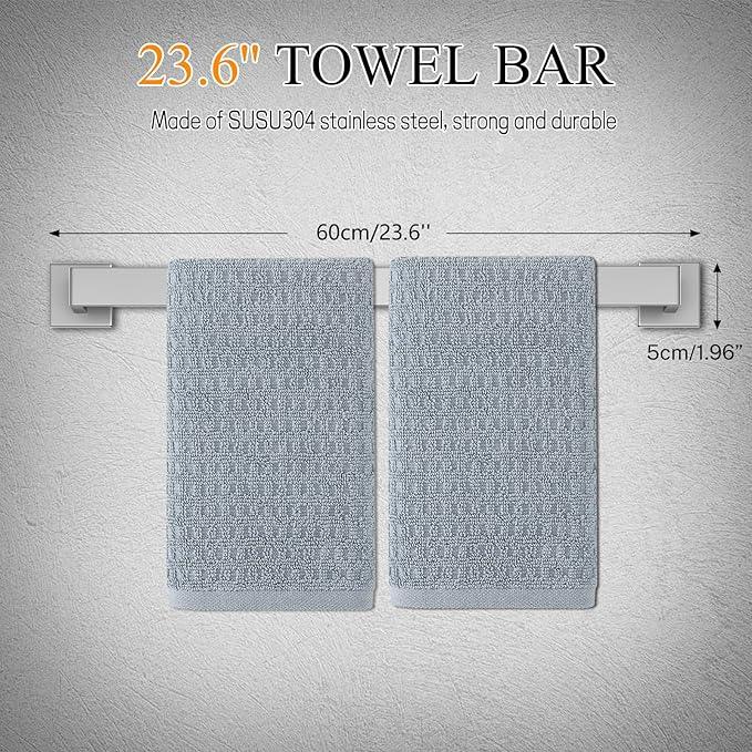 10-Pieces Brushed Nickel Bathroom Hardware Accessories Set,23.6 Inch Towel Bar Set,Stainless Steel Bathroom Hardware Set Towel Holder Set for Bathroom,Wall-Mounted Bathroom Accessories Kit - ModernBath