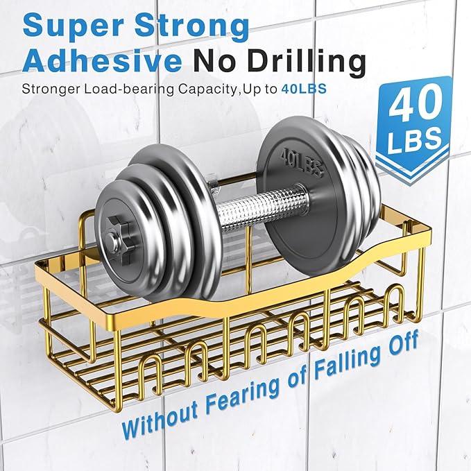 EUDELE Shower Caddy 2 Pack, Adhesive Organizer for Bathroom Storage, Home Decor & Kitchen, No Drilling, Rustproof Stainless Steel Shelf, Bathroom Decor Sets - ModernBath