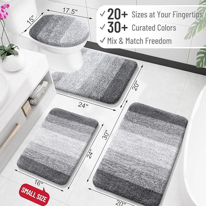 OLANLY Bathroom Rug Mat 47x24, Extra Soft and Absorbent Microfiber Bath Rugs, Non-Slip Plush Shaggy Bath Carpet Runner, Machine Wash Dry, Bath Mats for Bathroom Floor, Tub and Shower, Grey - ModernBath