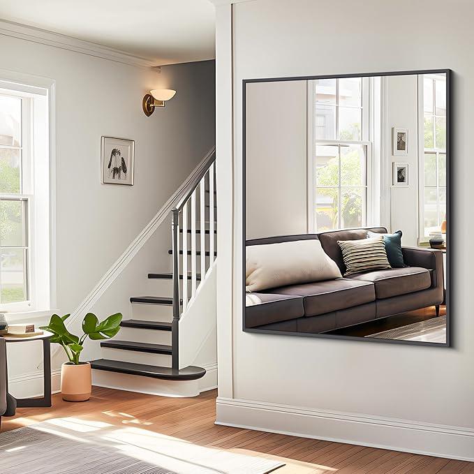 BONEWEI Bathroom Mirror,36x48 inch Large Wall Mirror for Bathroom Wall Mounted Black Rectangle Corner Mirrors,Black Bathroom Mirror for Living Room,Farmhouse,Bedroom Entryway,Horizontal/Vertical - ModernBath